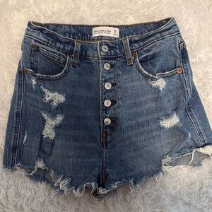 Abercrombie & Fitch Ripped Blue Jean Shorts